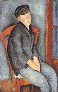 Amedeo Modigliani Young Seated Boy with Cap (mk39) oil painting